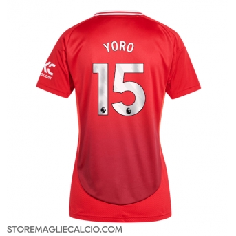 Manchester United Leny Yoro #15 Maglia Gara Casa Repliche 2024-25 Donna Maniche Corte